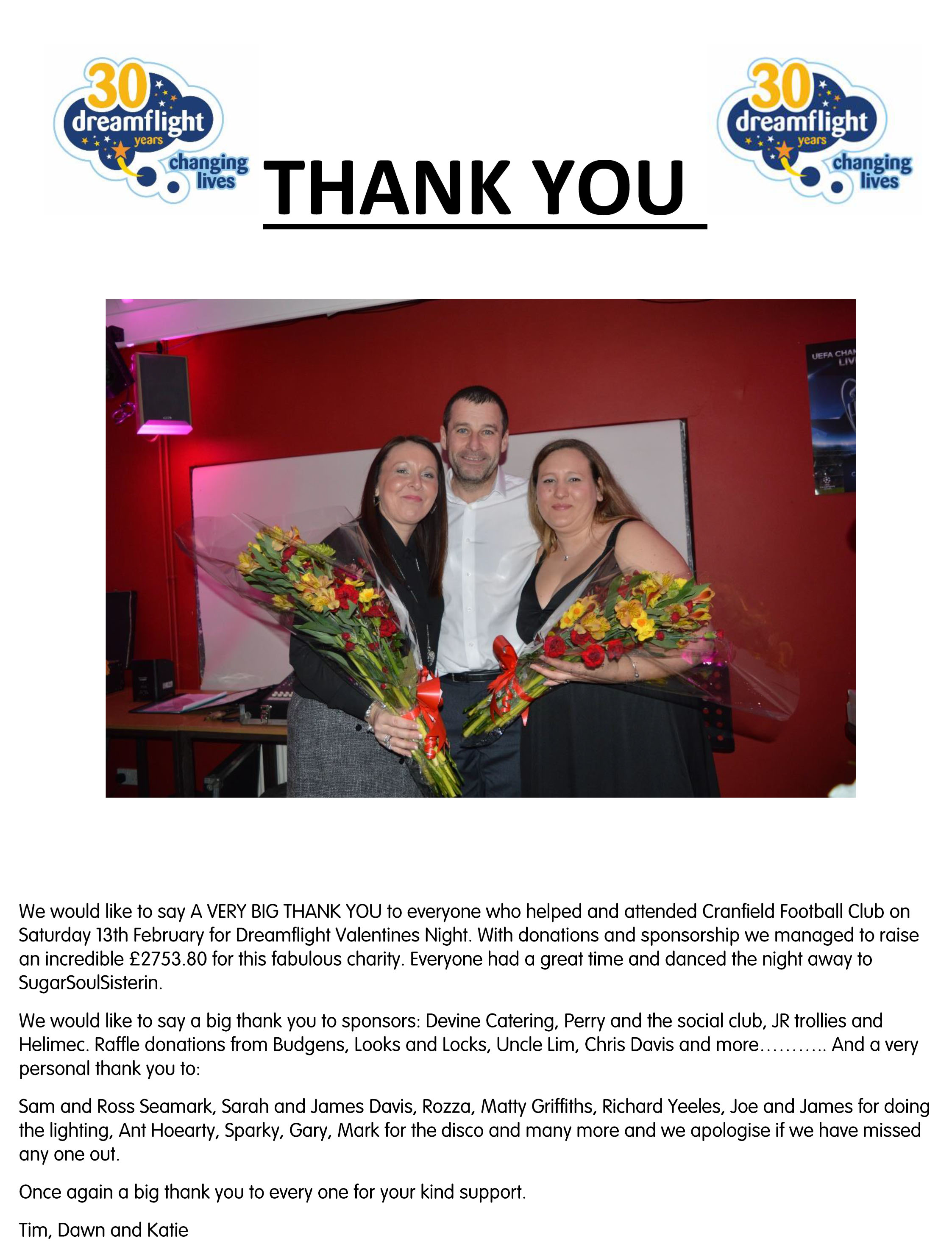 Tim - thank you letter